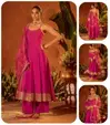 Pink Colour Viscose Chanderi Kurti With Bottom Dupatta Wholesale Market In Surat SET0220
